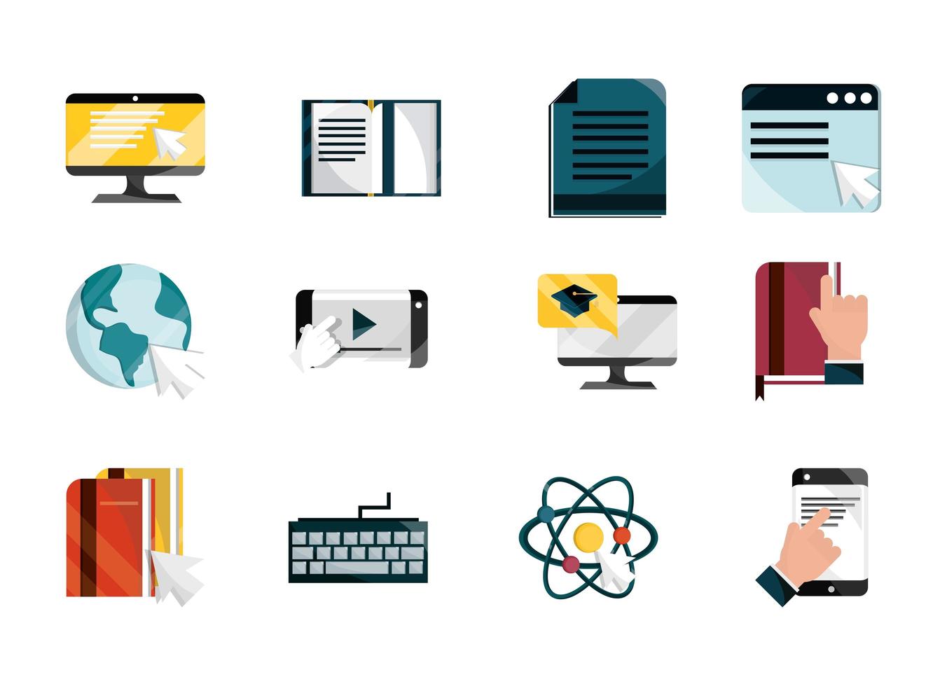 online education icon set vector