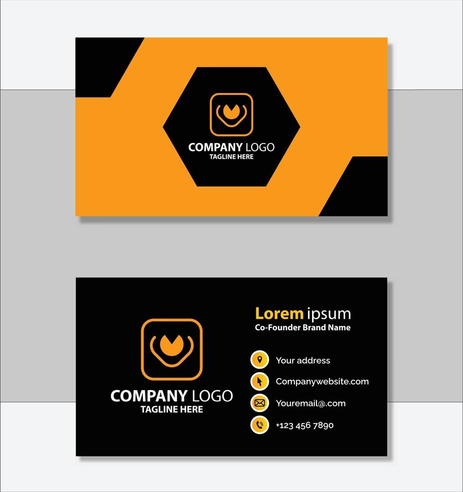 Elegant black and yellow business card template vector