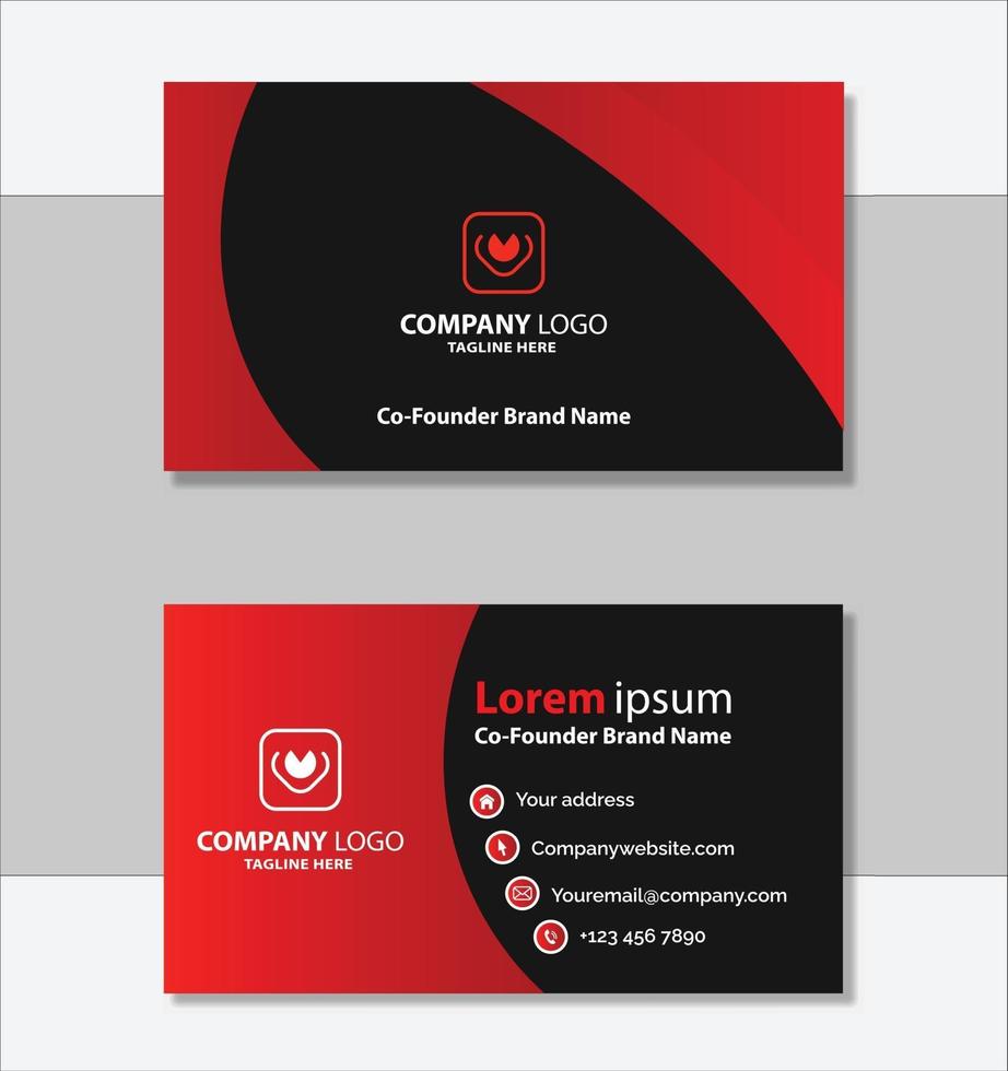 Red and black geometric business card design template vector