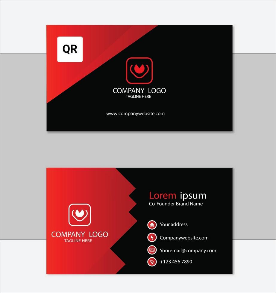 Red and black geometric business card design template 2065423 Vector ...