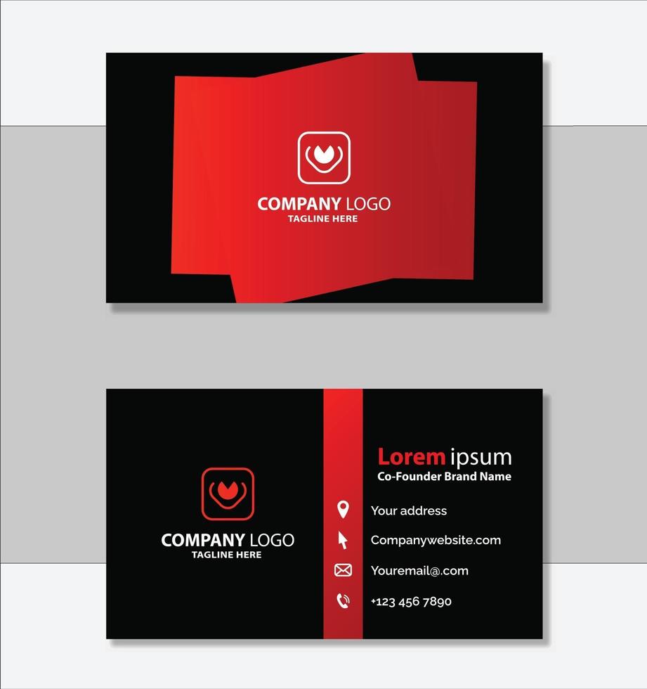 Red and black geometric business card design template vector