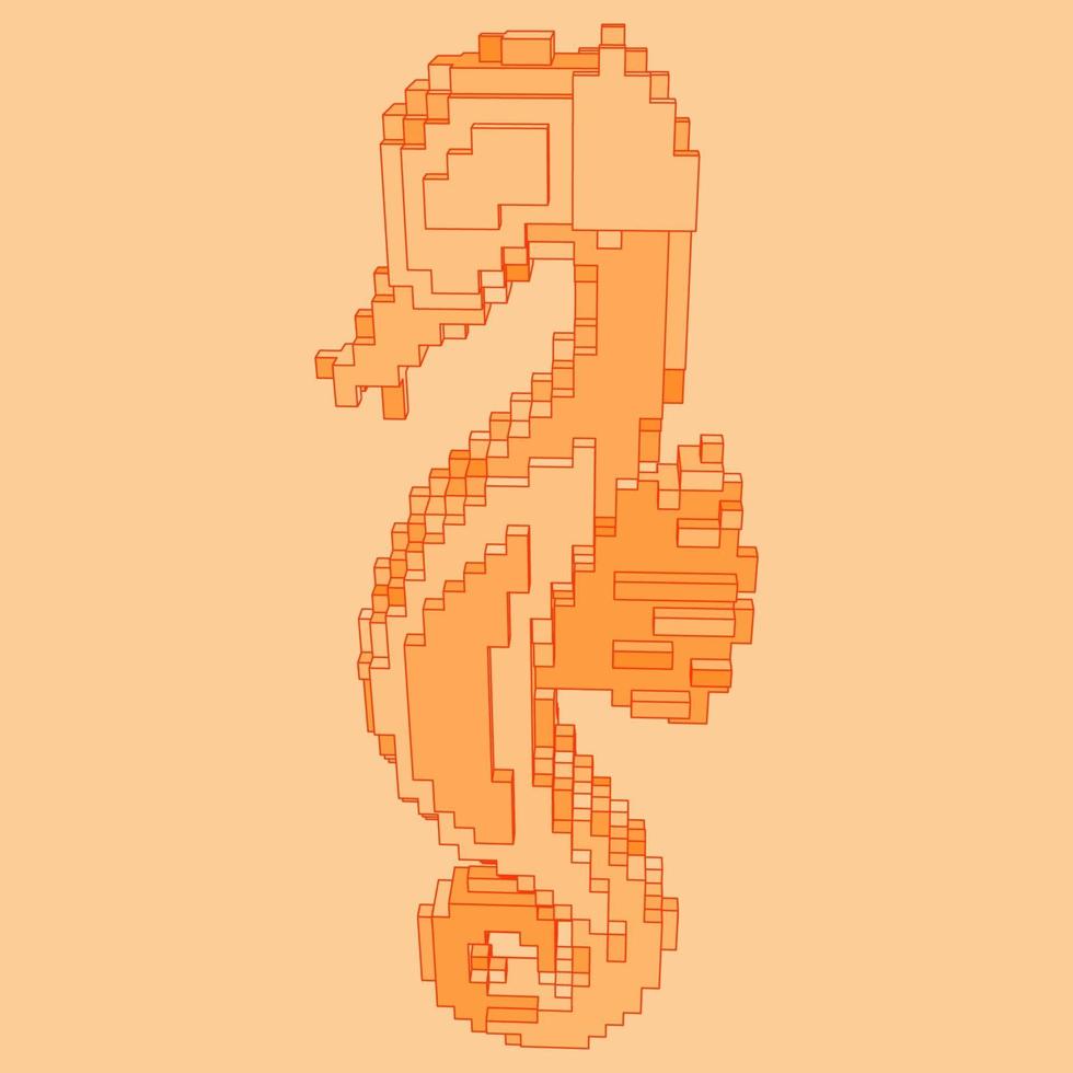 diseño de voxel de un caballito de mar vector