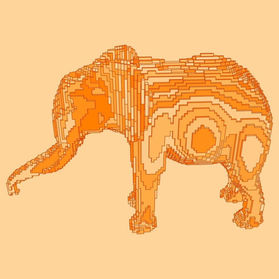 diseño de voxel de un elefante vector