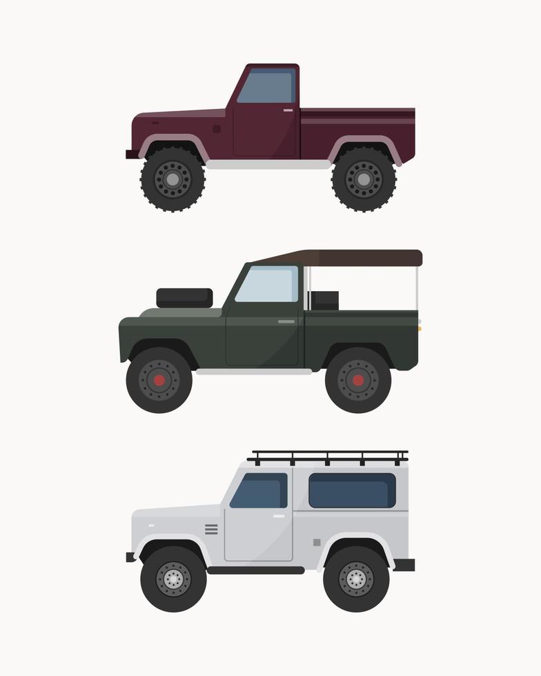 conjunto de suv todoterreno. Ilustración de vector de vehículos todo terreno.