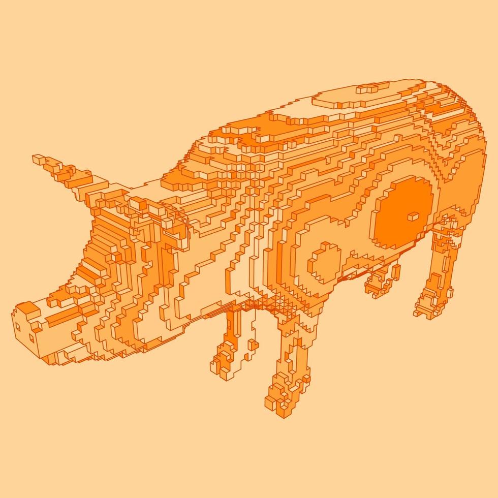 diseño voxel de un cerdo vector