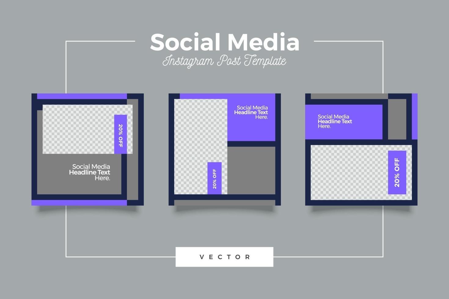 Purple modern social media post template vector
