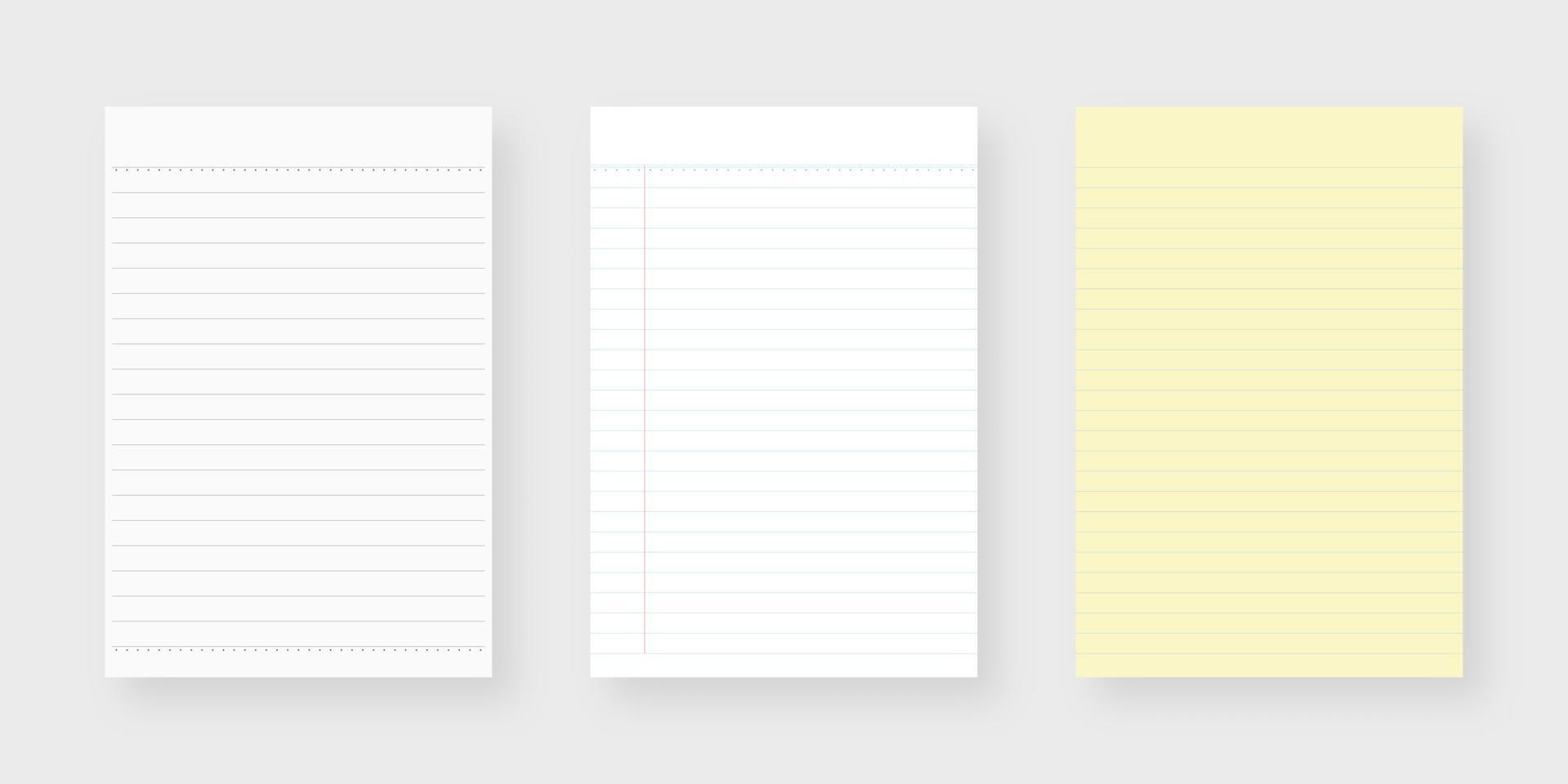 notebook paper set sheet of lined paper template mockup isolated template design realistic vector illustration 2065538 vector art at vecteezy
