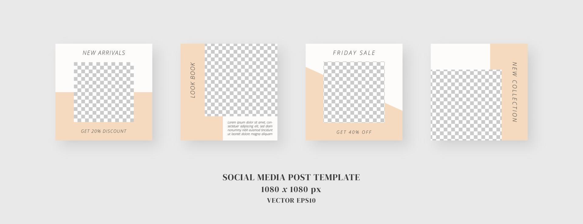 Social media template. Trendy editable social media post template. Mockup isolated. Template design. Vector illustration.