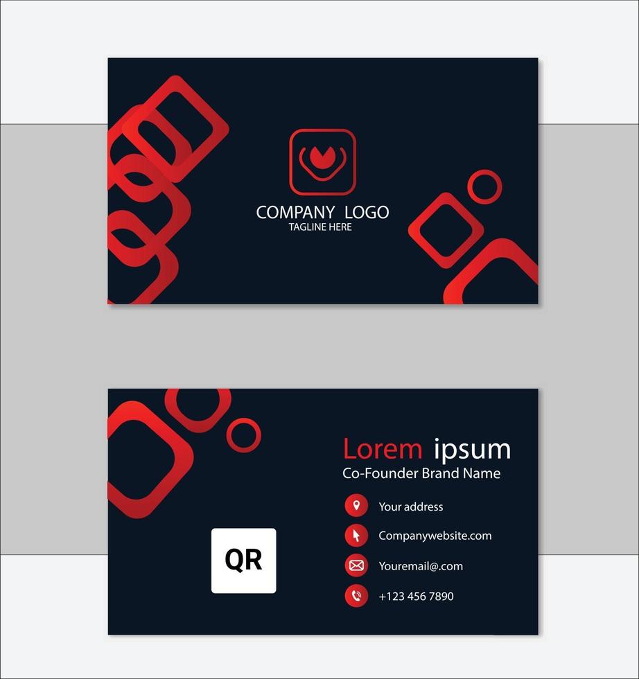 Red and black geometric business card design vector