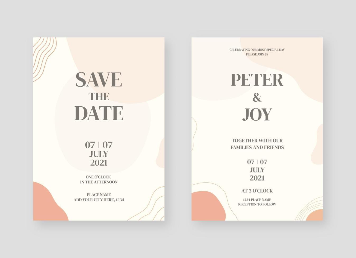 Invitation card template. Set of wedding invitation card template design. Vector decorative design background.