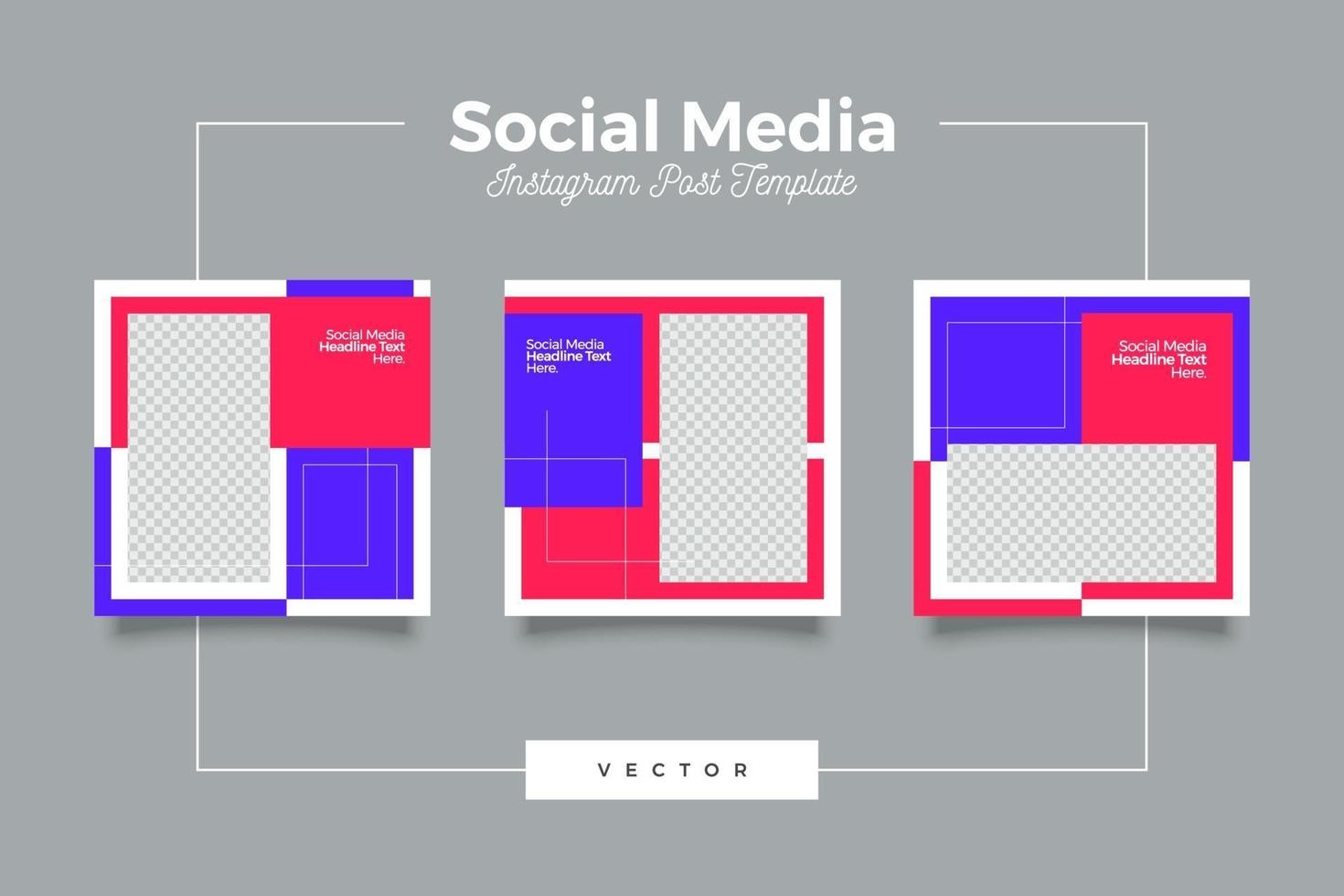 Minimalist shocking color social media post template vector