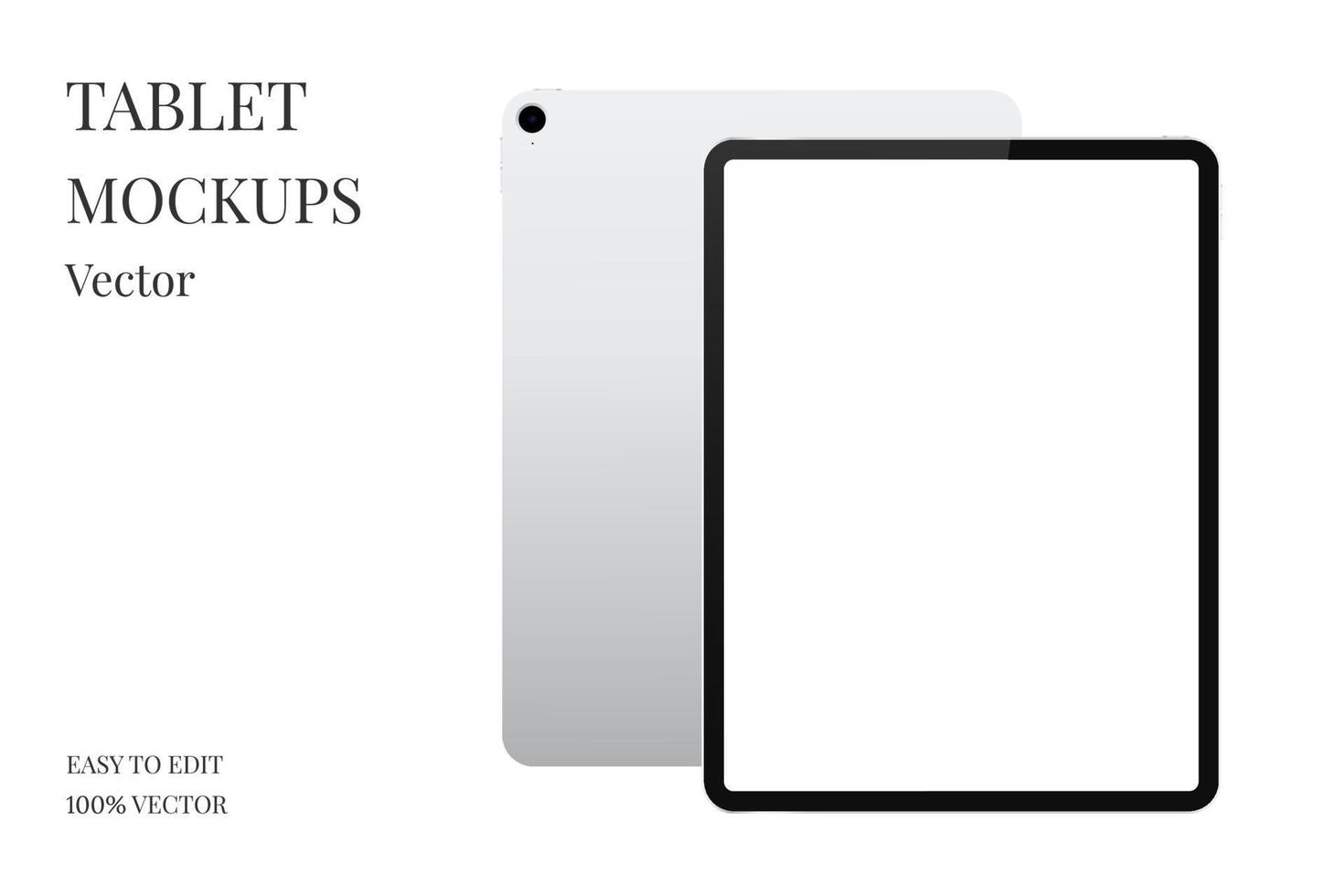 Tablet mockup vector. Modern tablet with empty screen. Realistic tablet computer isolated on white background. vector