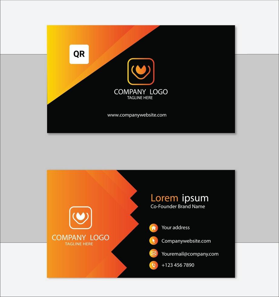 Elegant yellow and black business card template vector