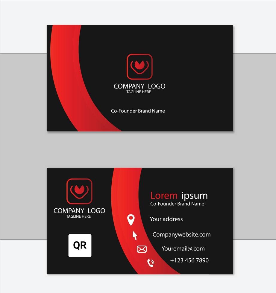 plantilla de diseño de tarjeta de visita geométrica roja y negra vector