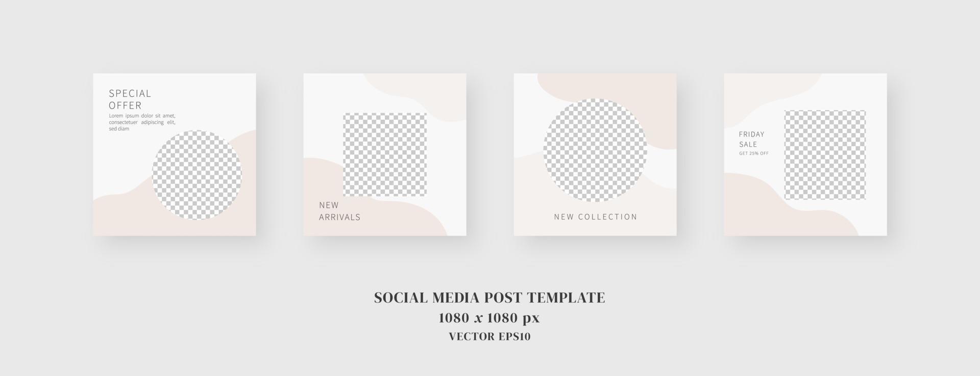Social media template. Trendy editable social media post template. Mockup isolated. Template design. Vector illustration.
