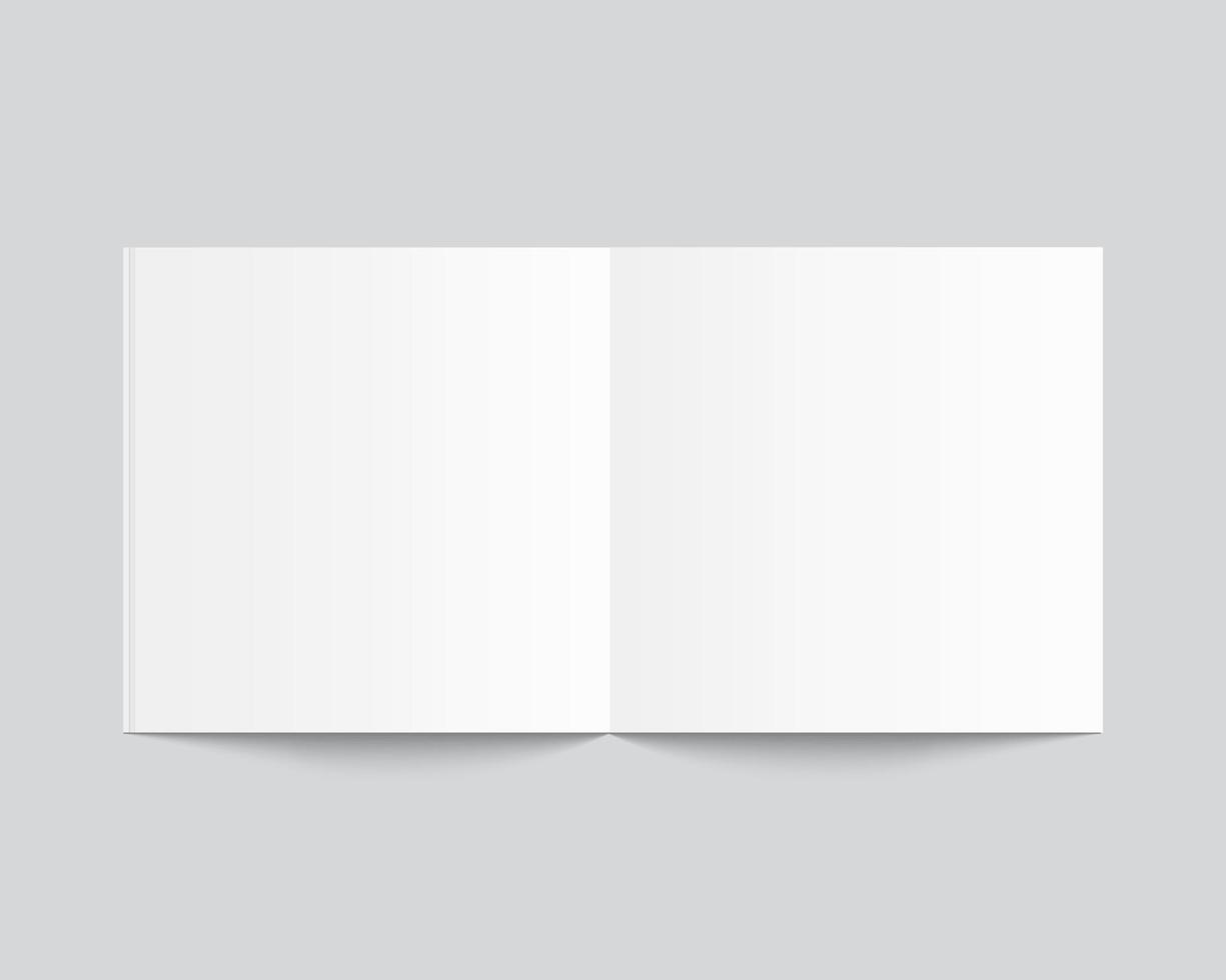 maqueta de libro, revista y cuaderno abierto en blanco con sombra suave. vector de maqueta aislado. diseño de plantilla. ilustración vectorial realista.