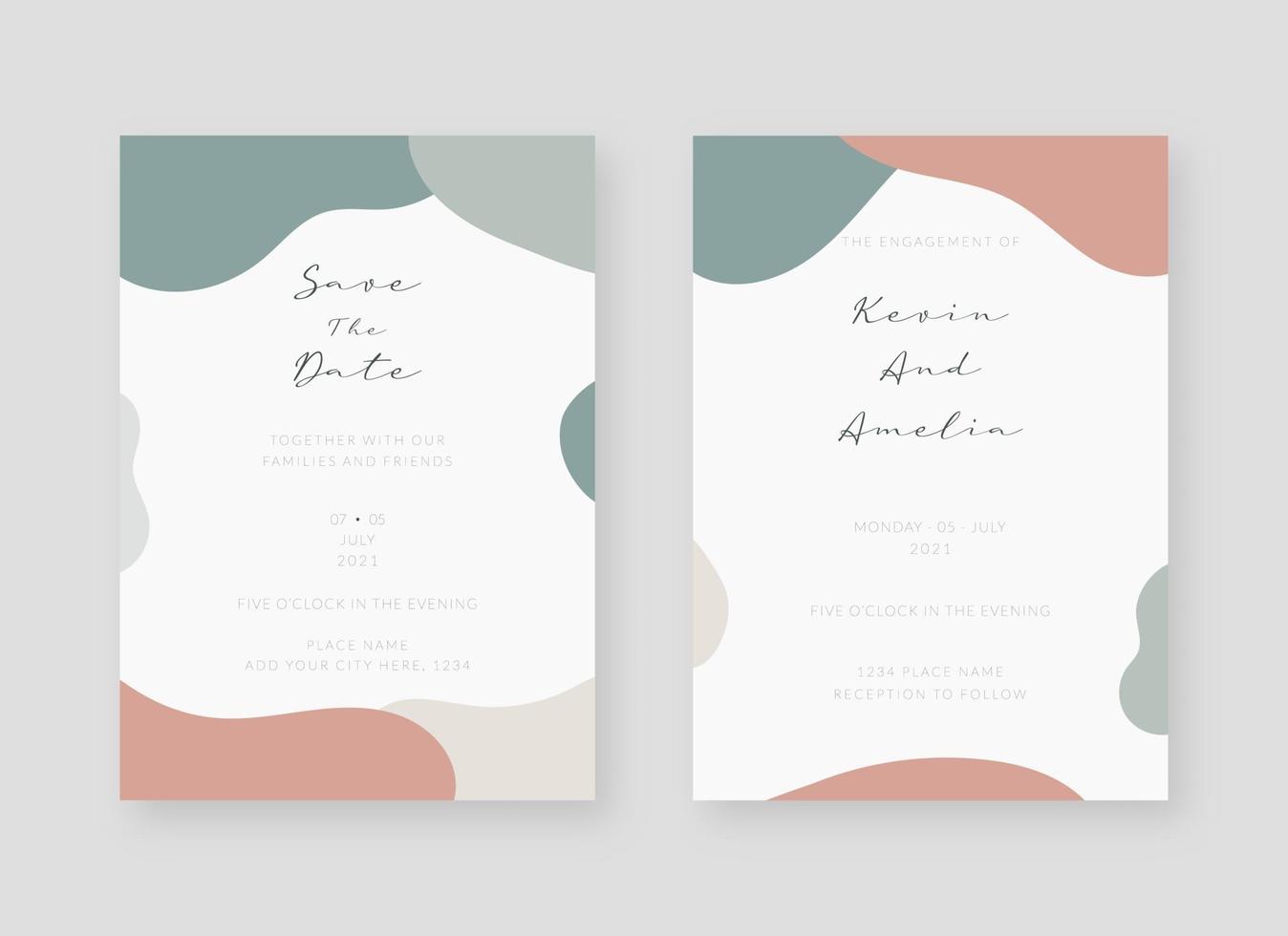 Invitation card template. Set of wedding invitation card template design. Vector decorative design background.