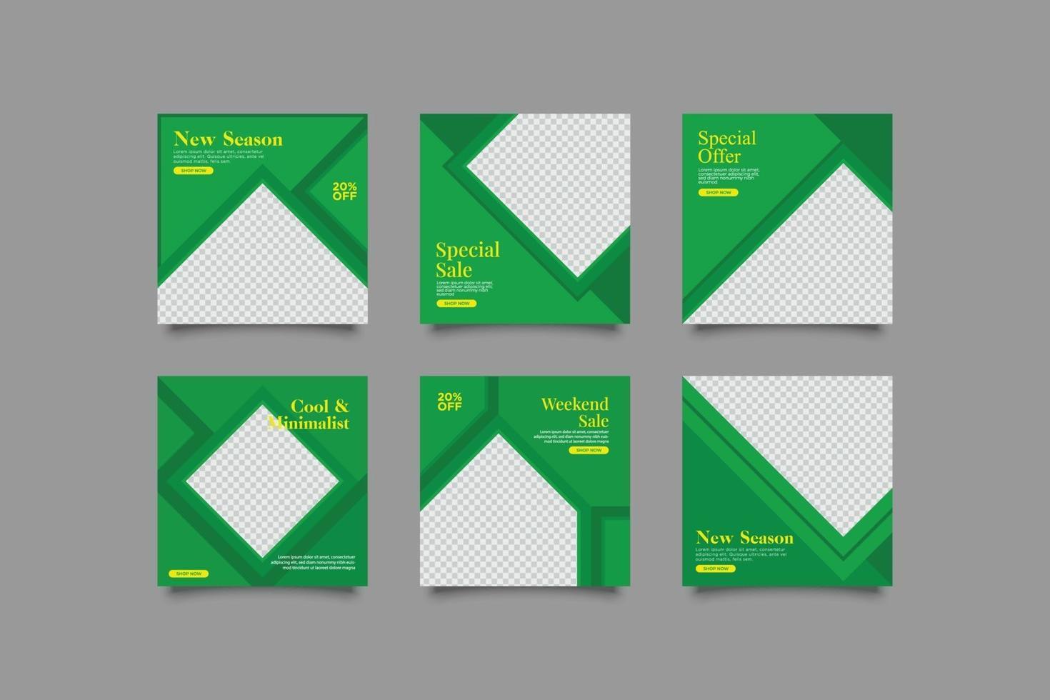 Minimalist geometric green social media post template vector