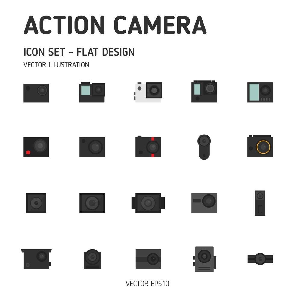 Action camera icons. Action camera icon set. Camera icons. vector