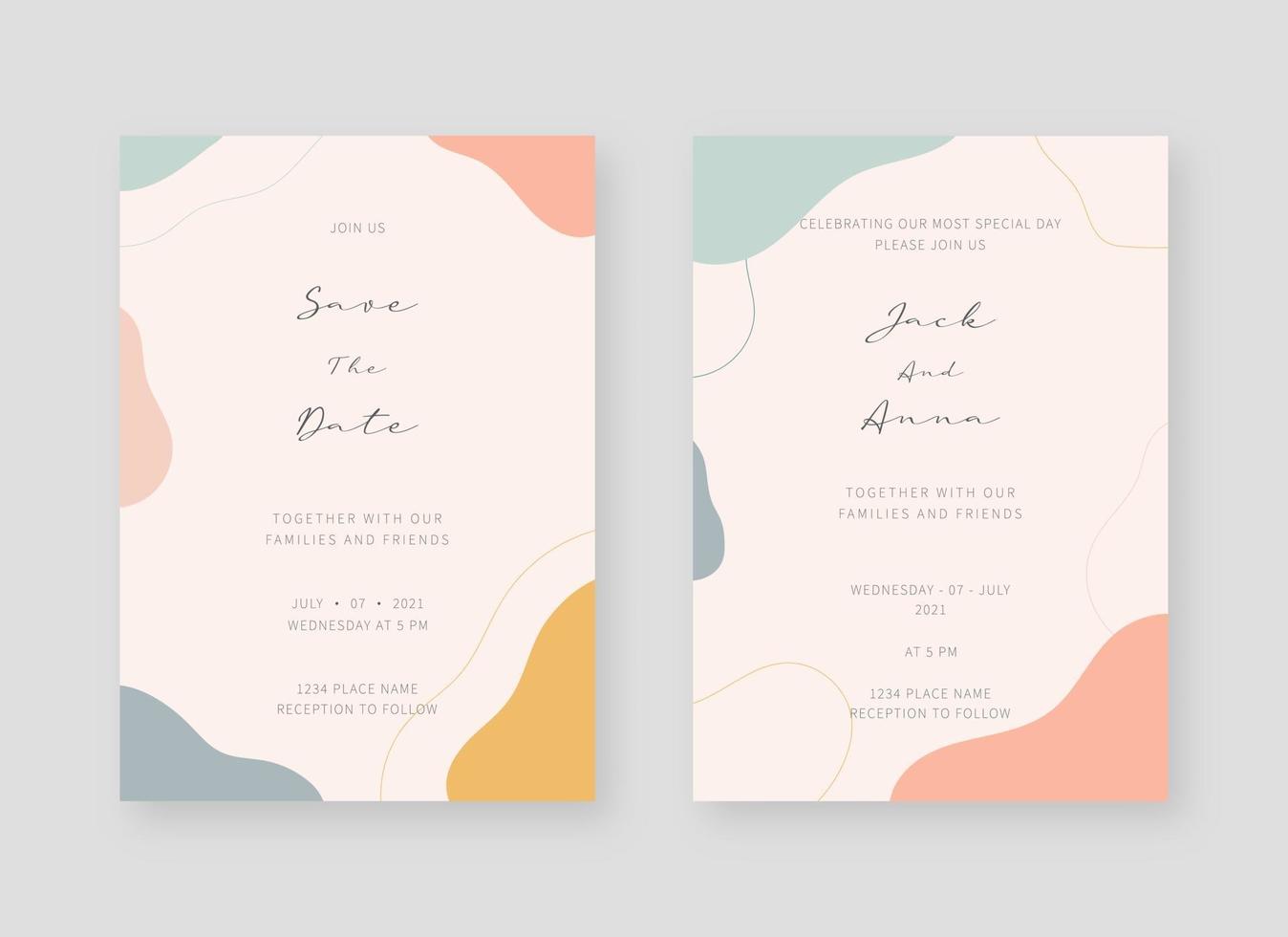 Invitation card template. Set of wedding invitation card template design. Vector decorative design background.