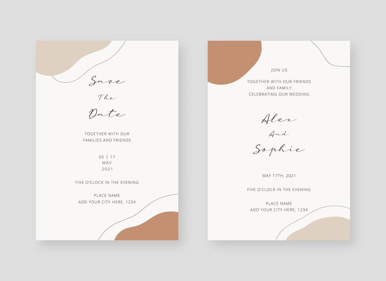 Invitation card template. Set of wedding invitation card template design. Vector decorative design background.