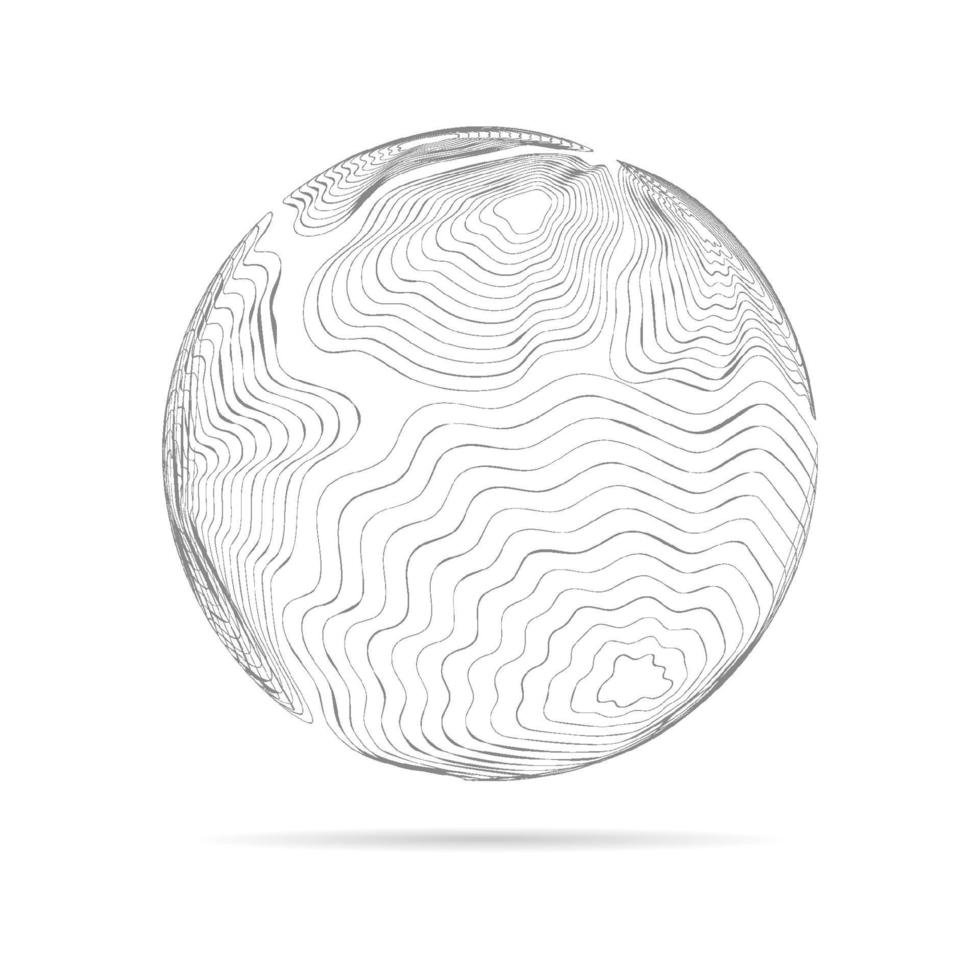 Sphere with connected lines. Global network digital wireframe. Technology design. Vector illustration