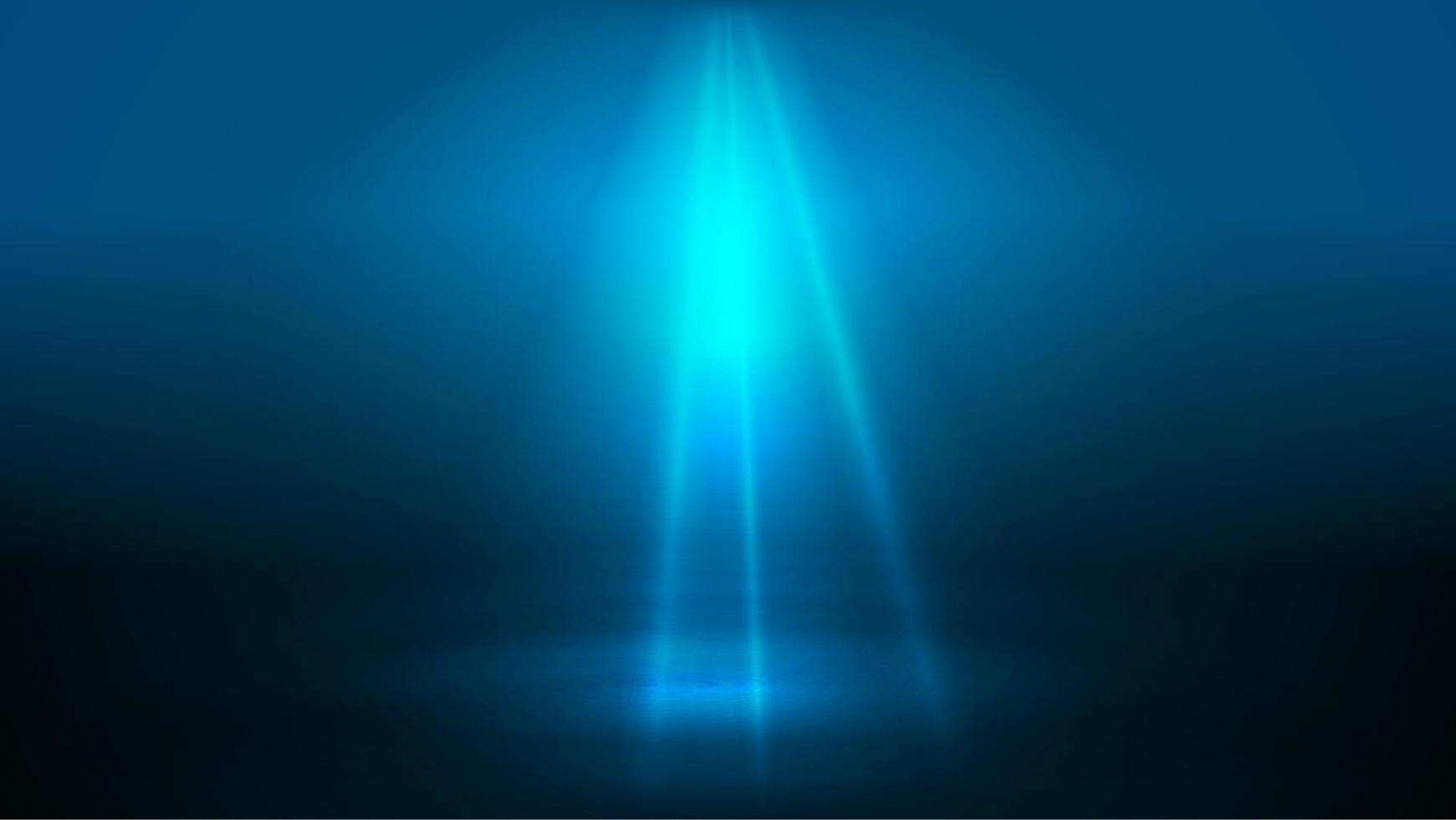 Blue and dark digital neon room with copy space in dark room. Futuristic background of blue empty stage and neon lighting of spotlights vector