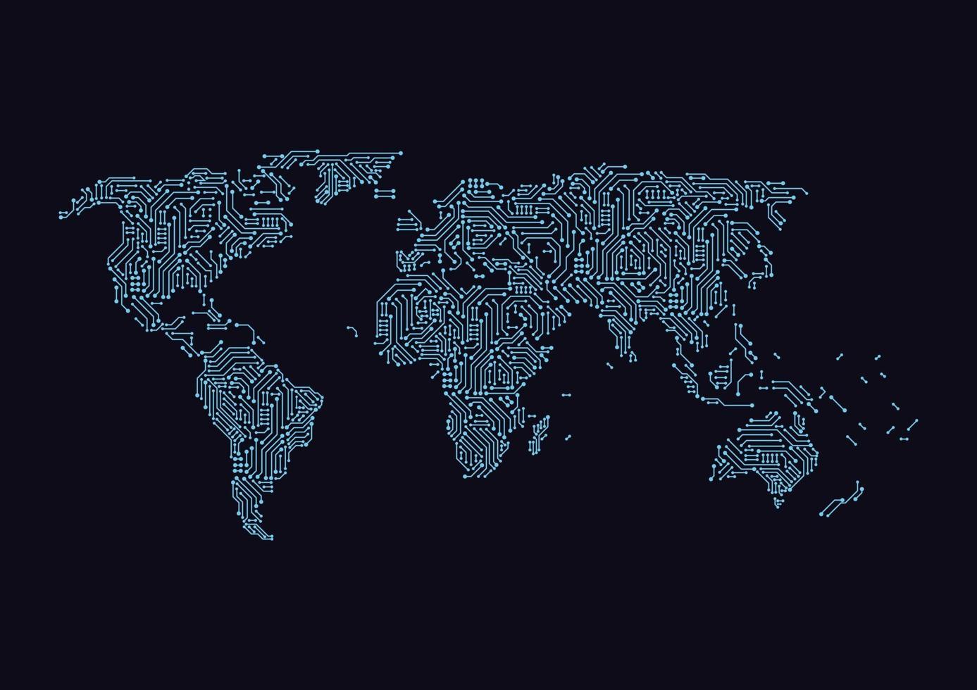 Global network digital circuit connection. World map point and line composition concept of global business. Vector Illustration