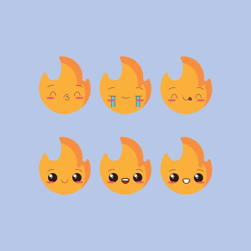 flame cute character sad vector