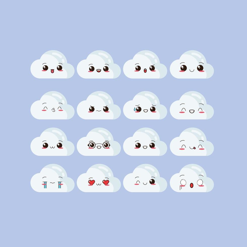 cute cloud character emoticon vector