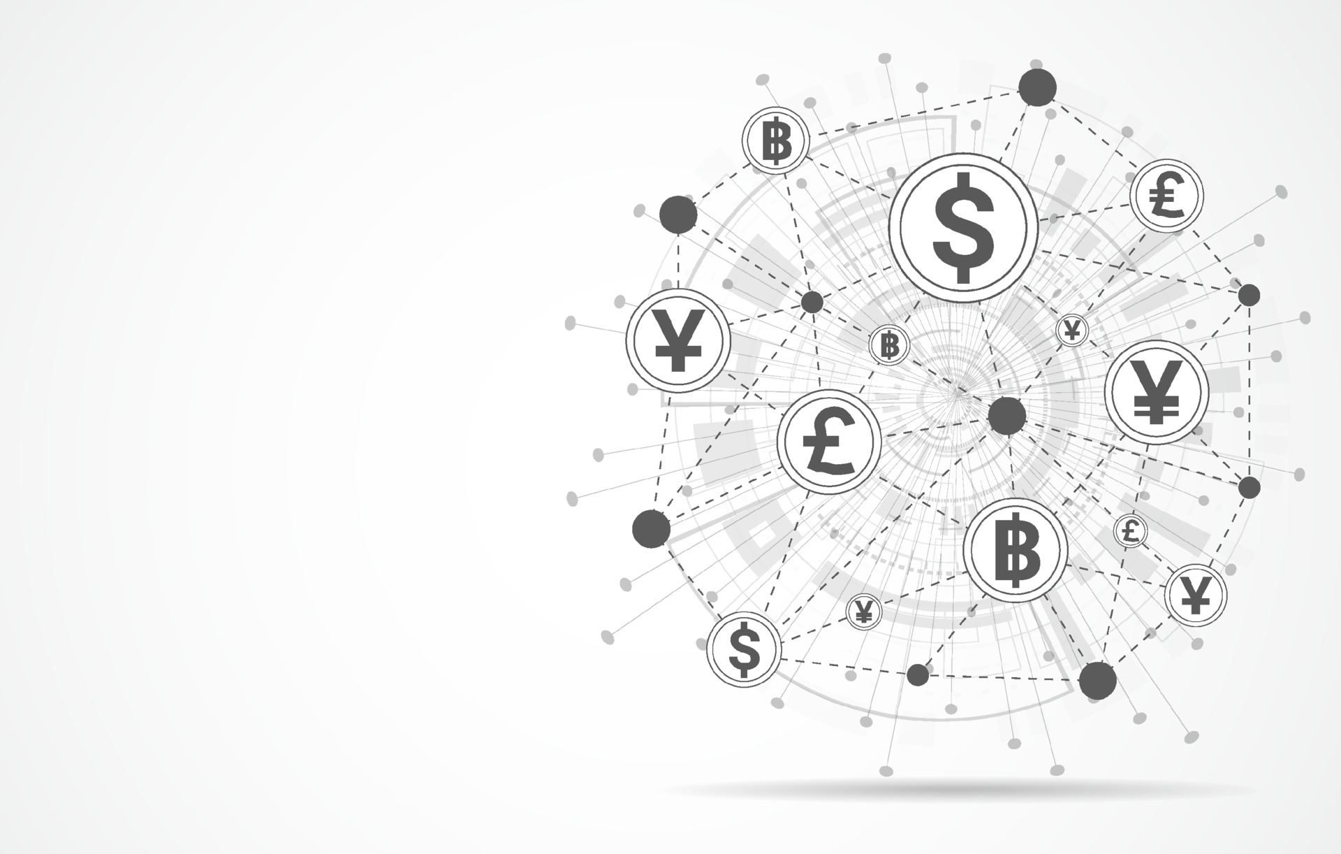 Global network connection. Currency coin. Money transfer. World map