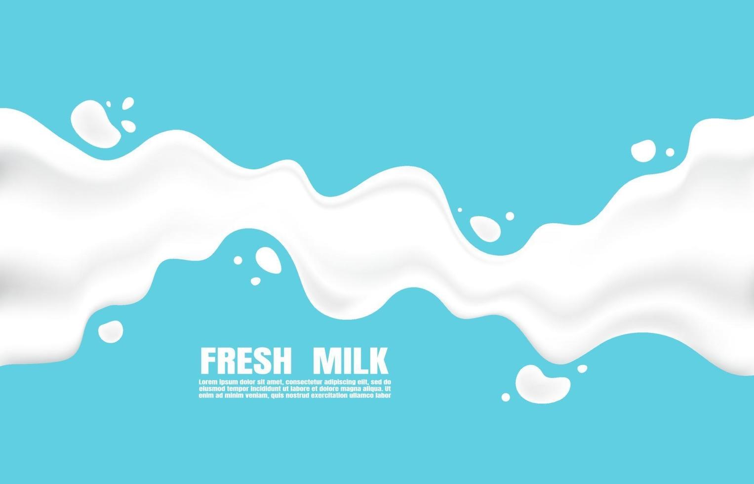 cartel de leche fresca con salpicaduras sobre un fondo azul claro. estilo minimalista plano. ilustración vectorial vector