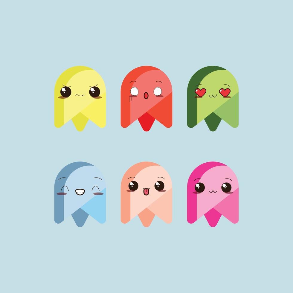 cute character colorful emoticon vector