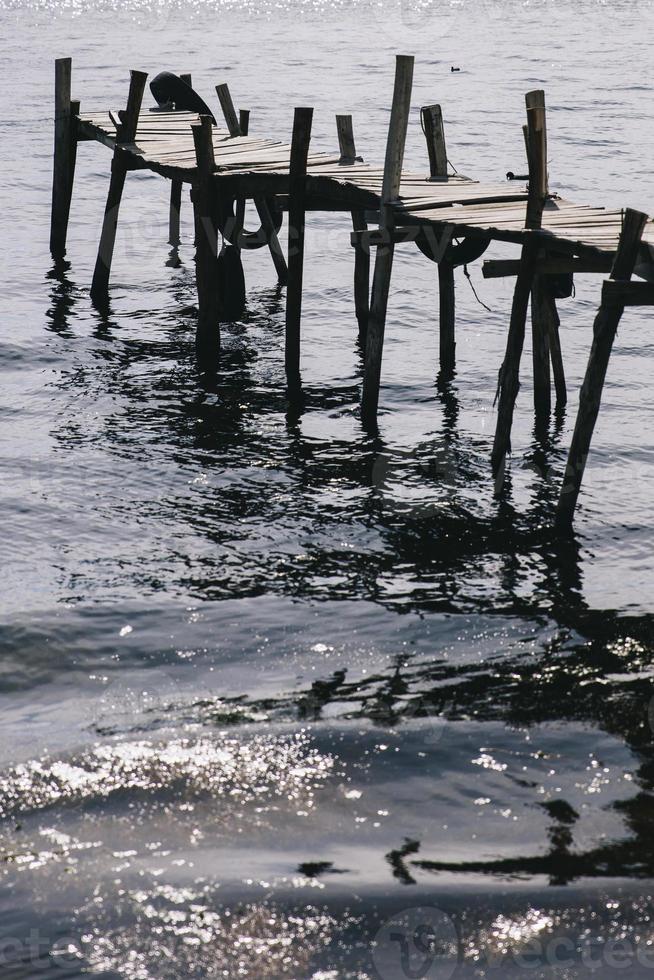 View at old wooden pier photo