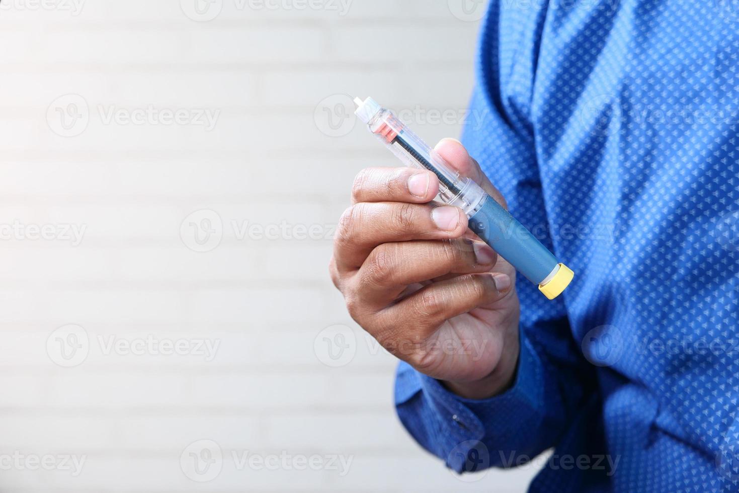 bolígrafos de insulina con espacio de copia foto
