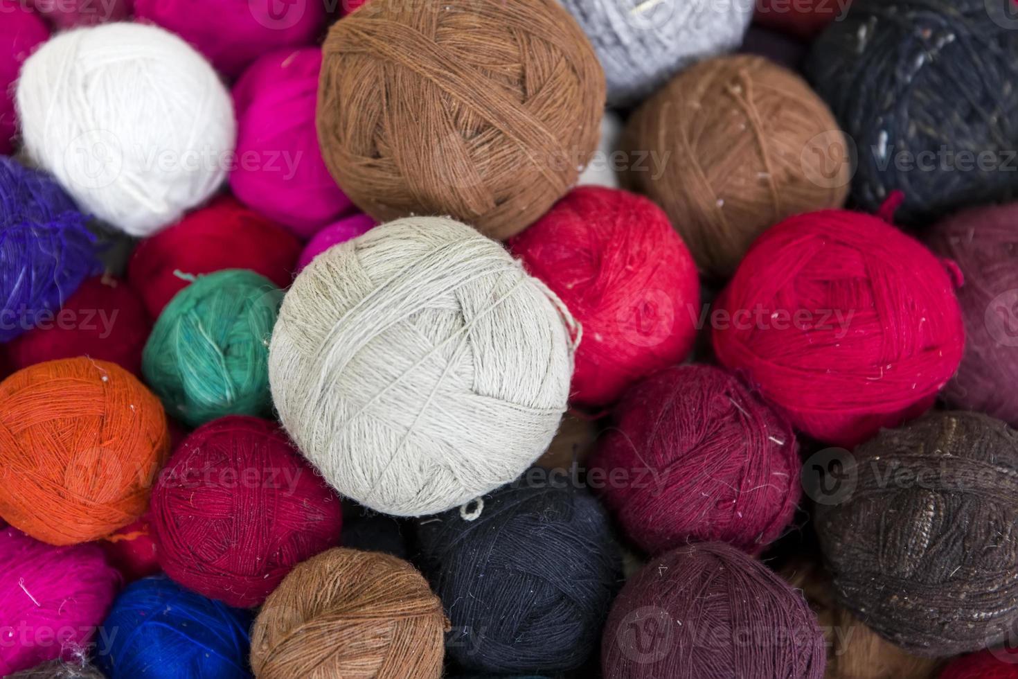 Colorful wool thread balls photo