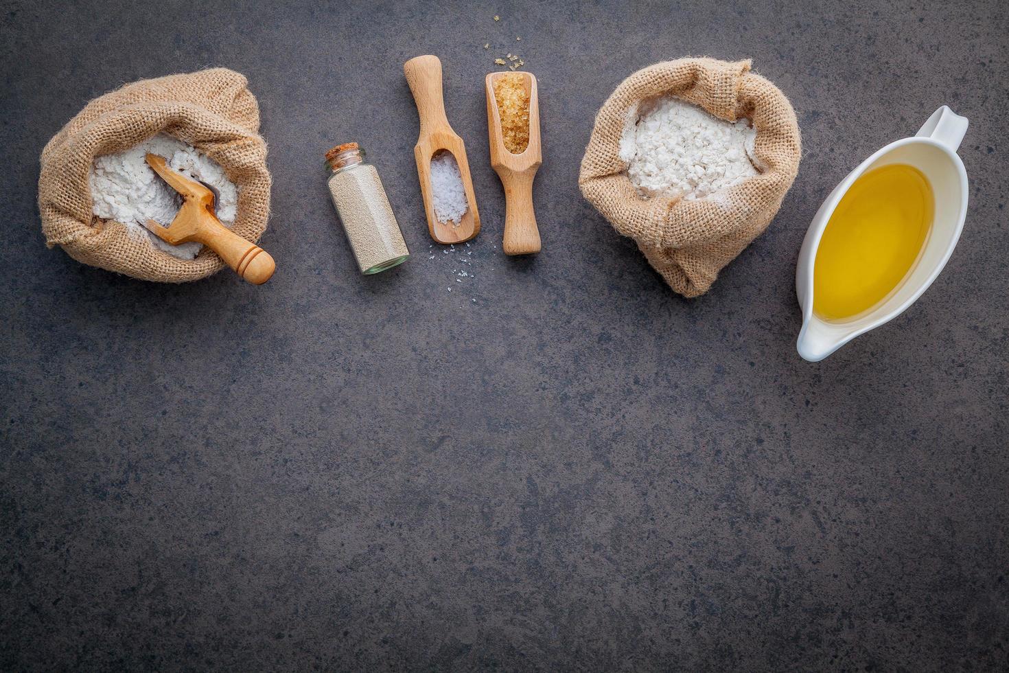 ingredientes de la pizza con espacio de copia foto