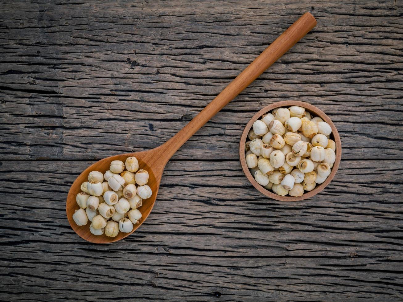 Top view of lotus seeds photo