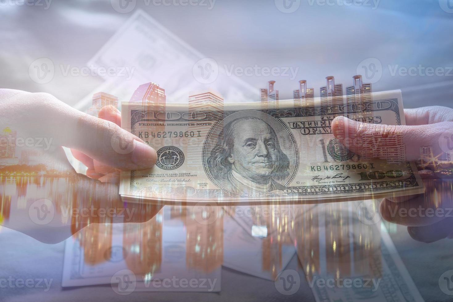 United States dollar on city background graphic photo