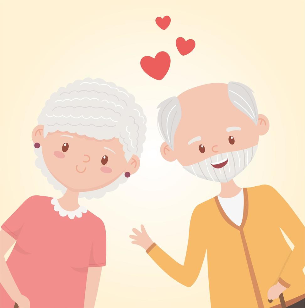 linda pareja de ancianos enamorados vector