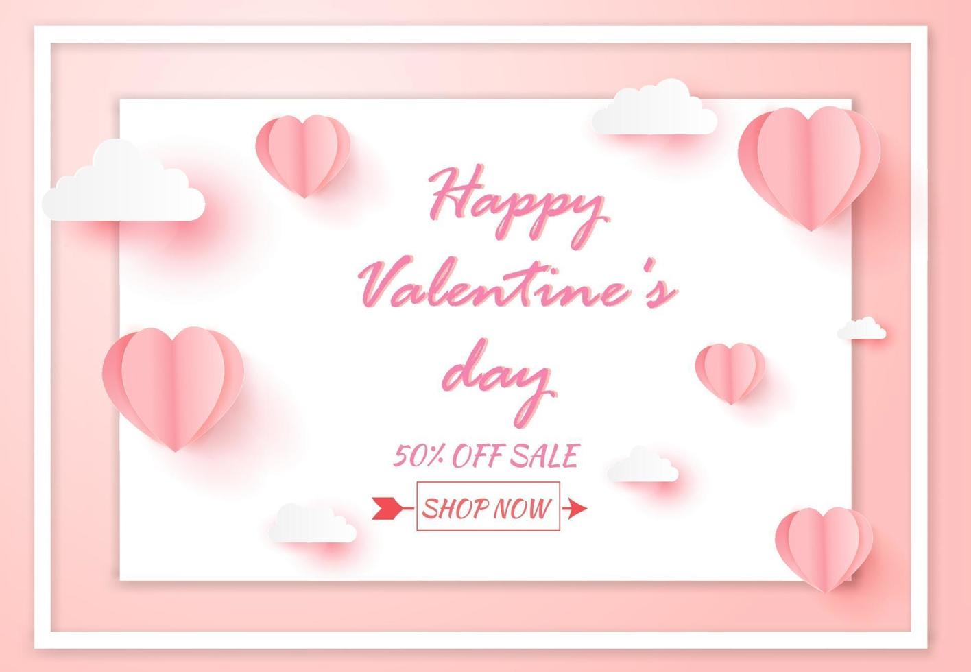 Valentines day sale with balloon heart pattern on white background. vector