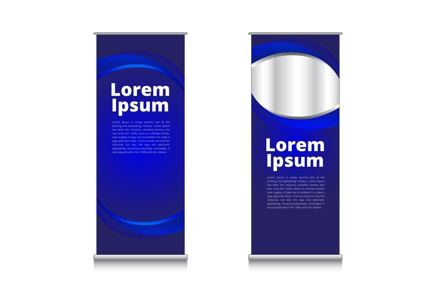 Business Roll Up Standee Design Banner Abstract blue metal cuve Background vector