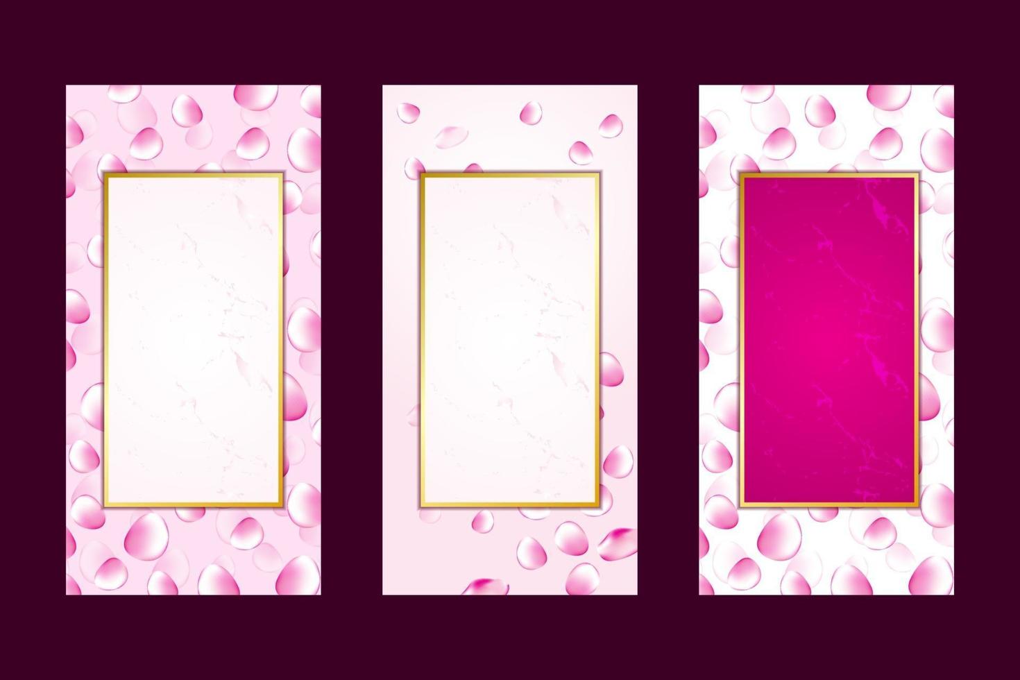 tarjeta de invitación fondo rosa pétalos de rosa oro blanco y borde de mármol, diseño de cubiertas artísticas, textura colorida, geométrica. patrón de moda, cartel gráfico, folleto, diseño vectorial vector