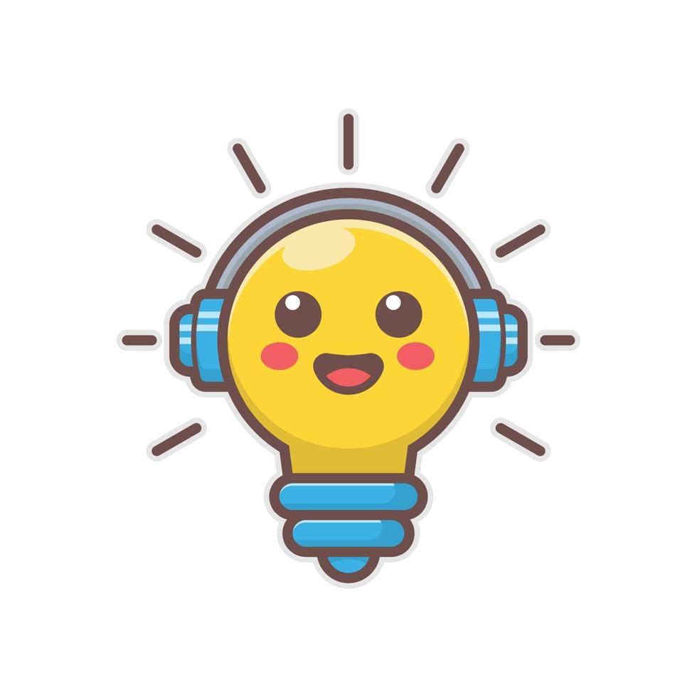 Cute lightbulb mascot logo vector