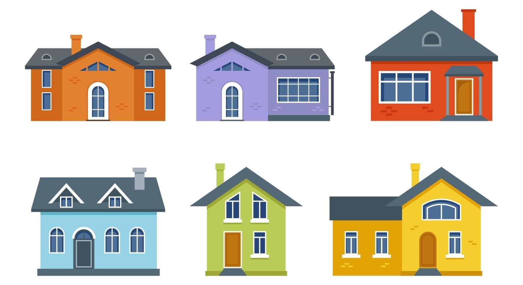 Collection of two-story residential buildings vector