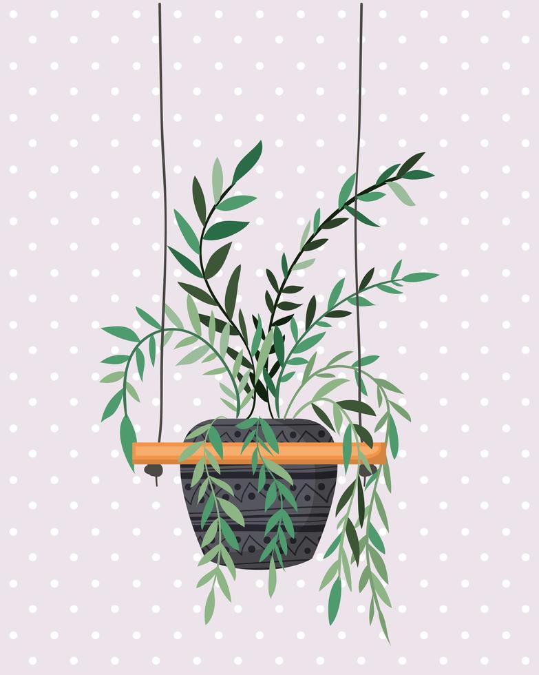 houseplant in a macrame hanger vector