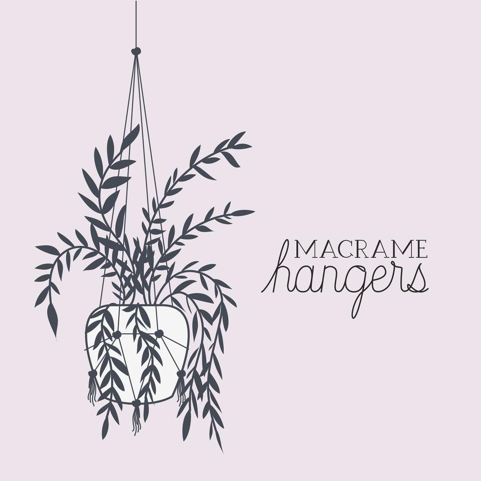 houseplant in a macrame hanger vector