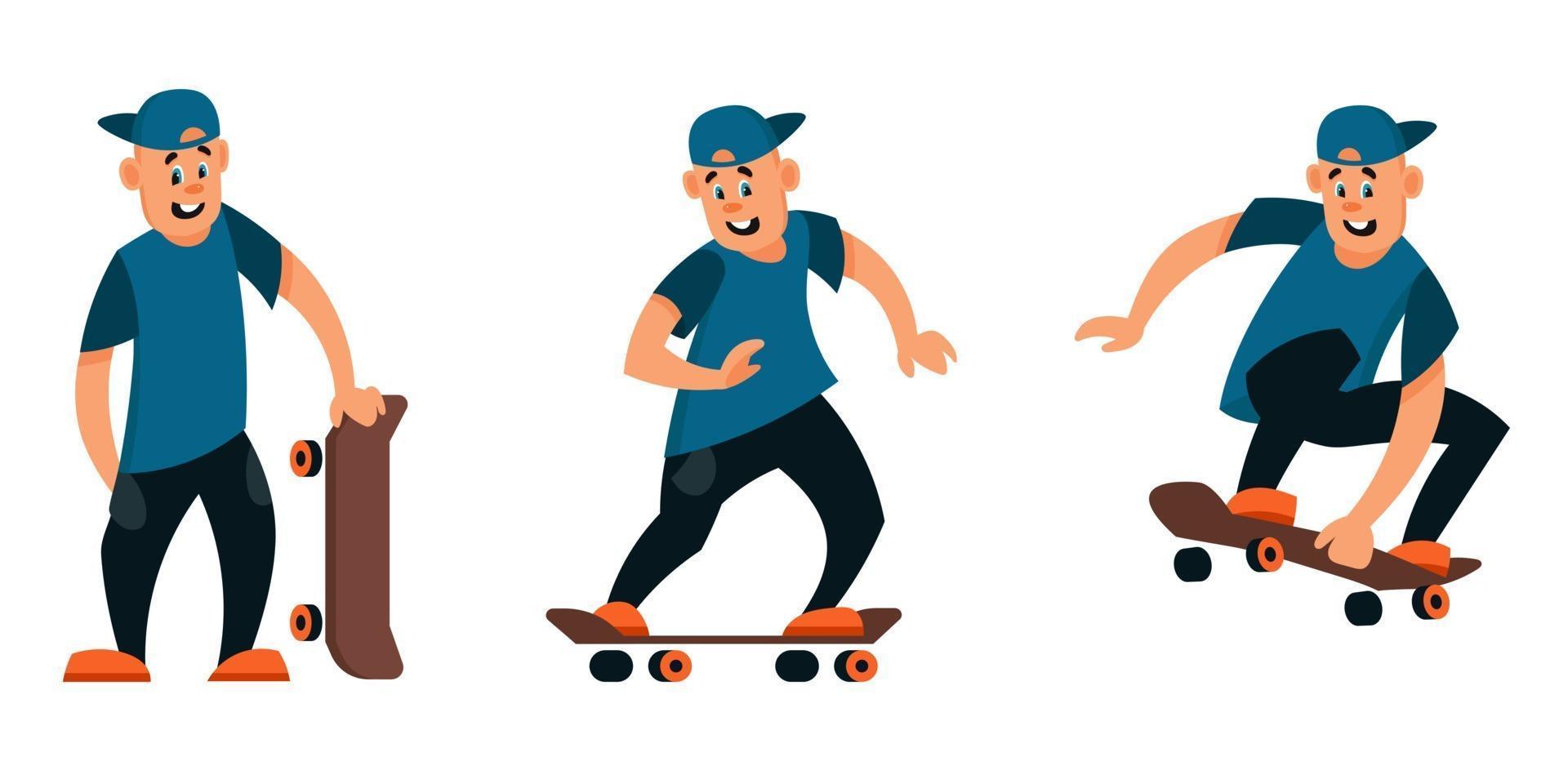 skater en diferentes poses vector