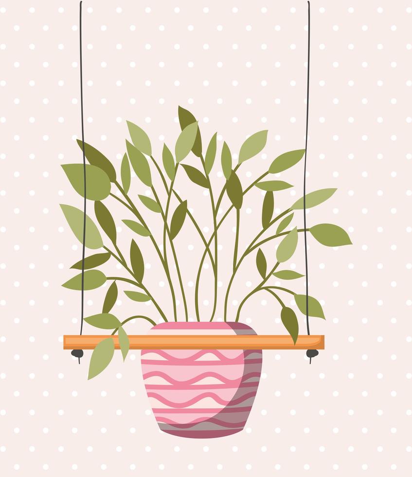 houseplant in a macrame hanger vector