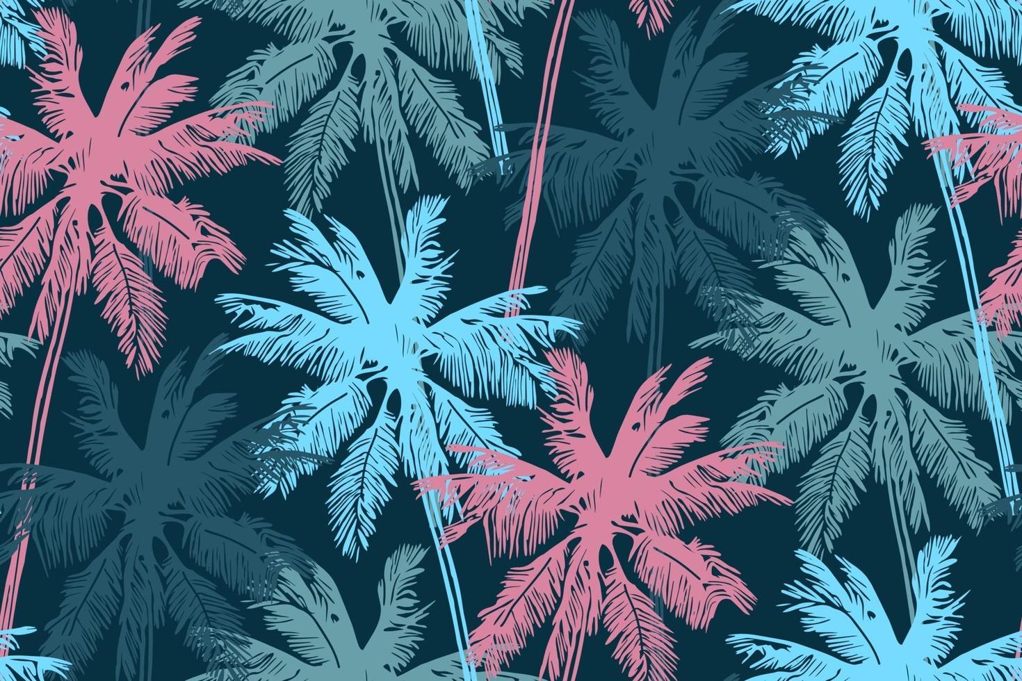 Stylish summer seamless pattern with palm trees. vector